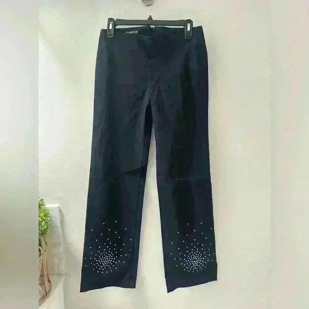 Bebe woman's size 6 black pants with sparkle leg